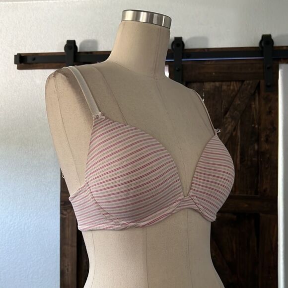 Victorias Secret vintage push up bra striped signature straps Sz-34D - Picture 3 of 9